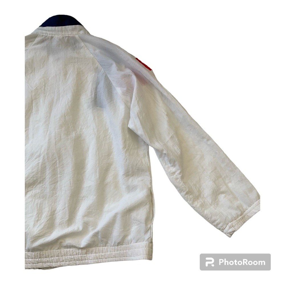 Vintage Track Jacket Full Zip White Red Blue Made In USA Size Small - Picture 6 of 12